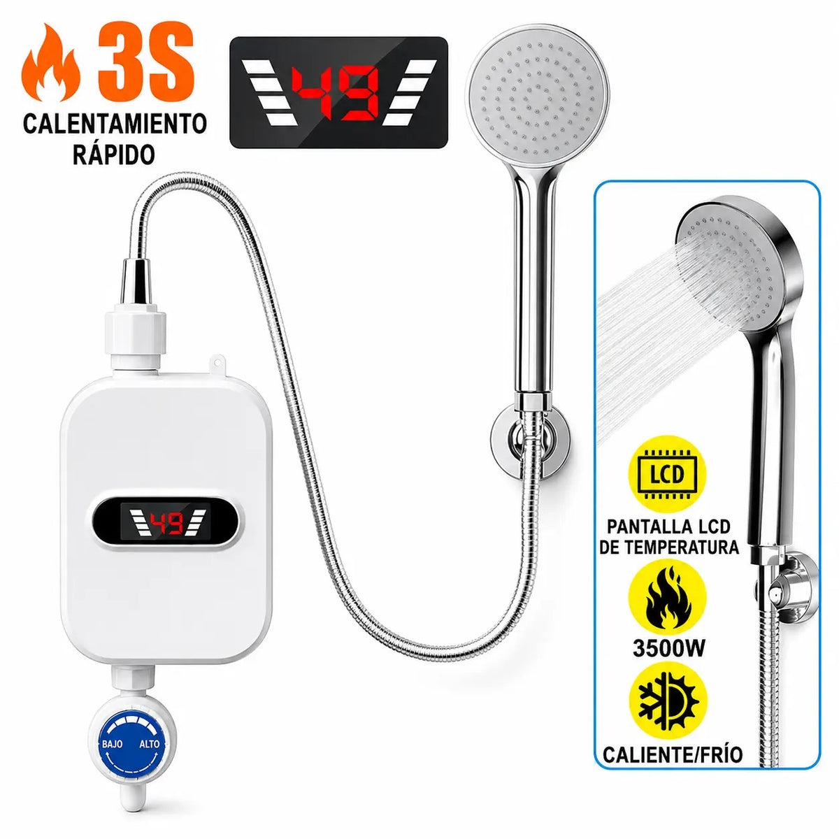 Regadera Eléctrica ThermoLux™ [AGUA CALIENTE SIN GAS]