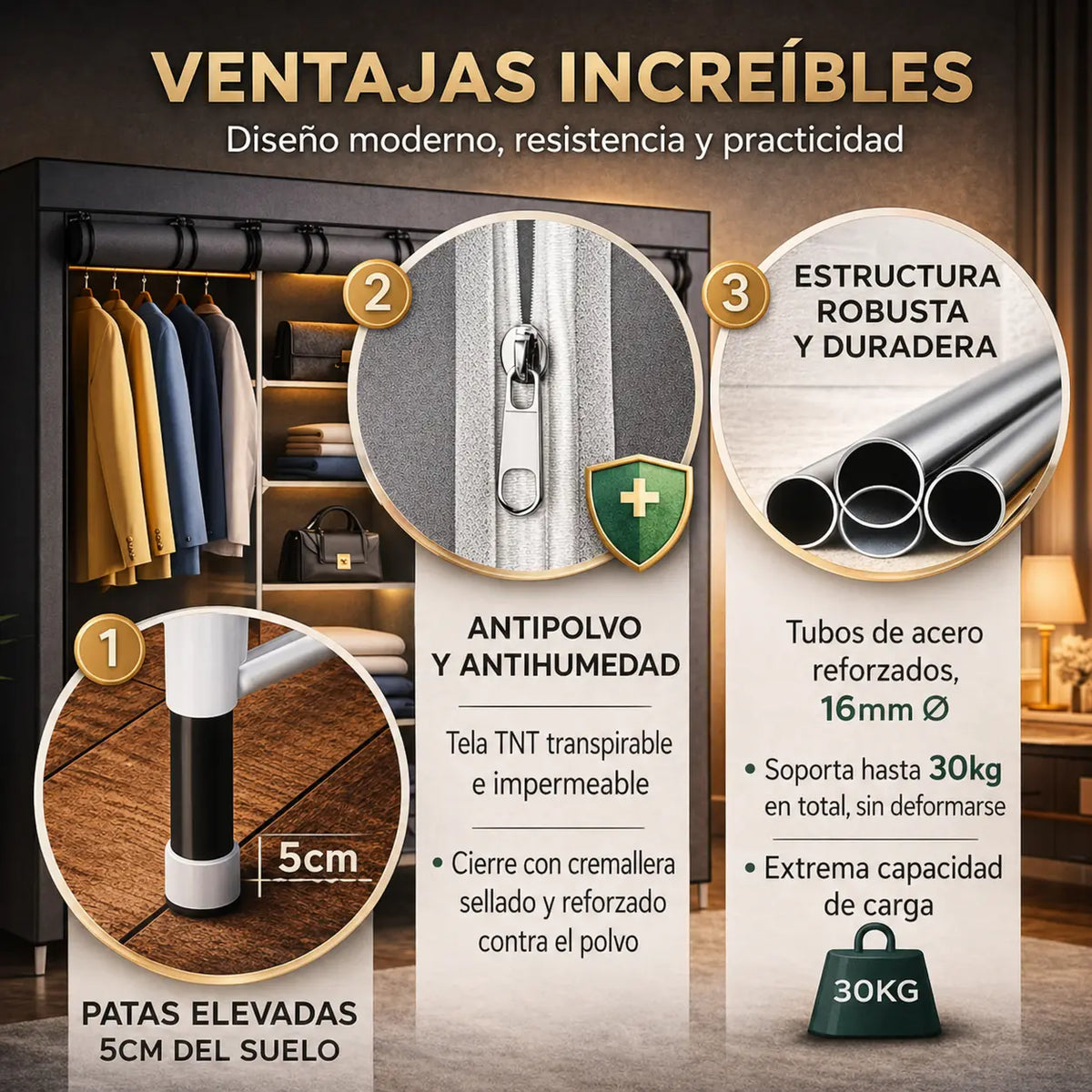 Closet Plegable Multiuso MaxCloset™ + 2 Tapetes Antiderrapantes y Impermeables [ÚLTIMAS UNIDADES]