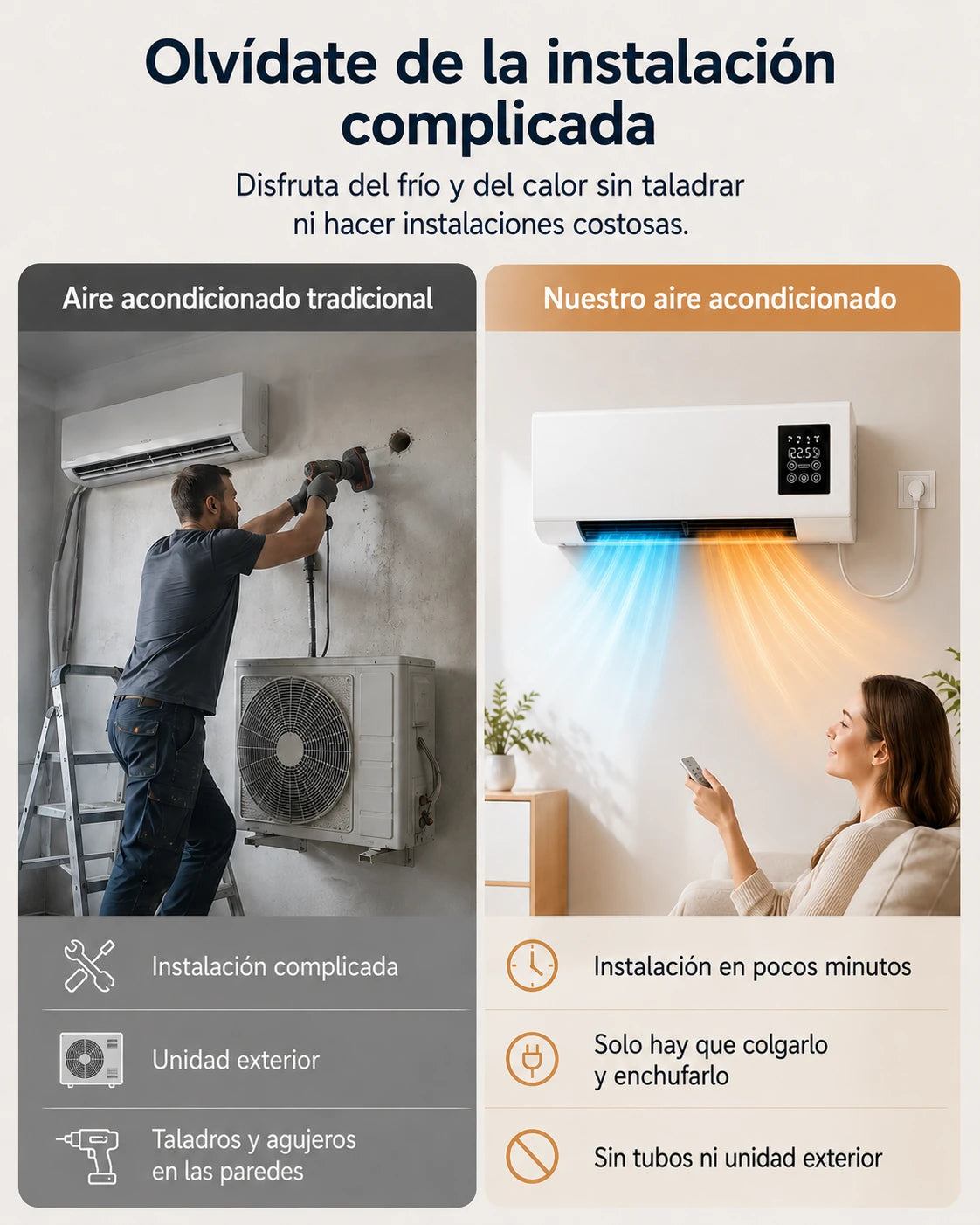 Olvídate de la instalación complicada: ClimaDuo vs aire acondicionado tradicional