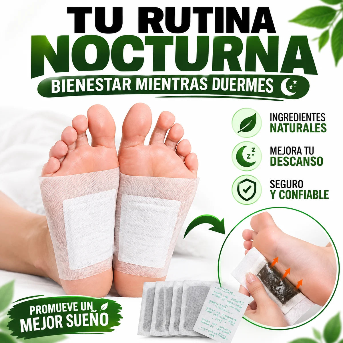 Parches detox en la planta de los pies